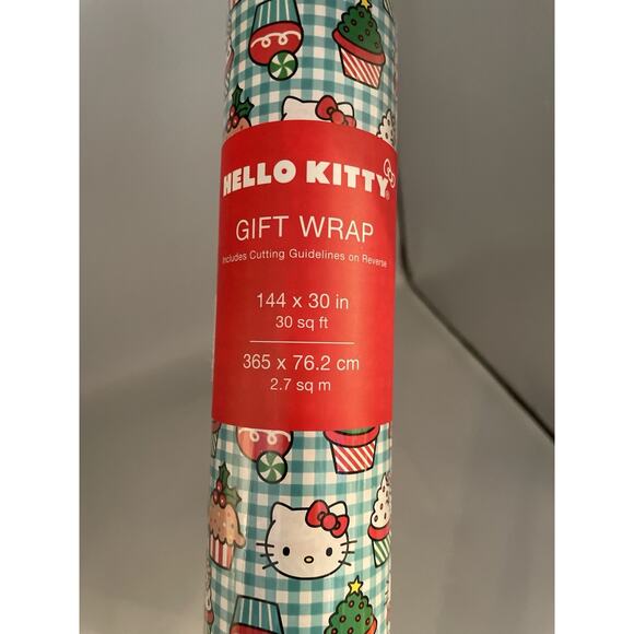 NEW HELLO KITTY Christmas Holiday GIFT Wrapping Paper 30 Sq Ft HTF! - Picture 3 of 3
